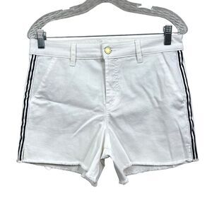 Anthropologie Level 99 Women Shorts Stretch Stripe Cut Off Raw Hem White Sz‎ 28